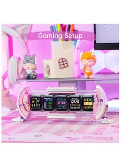 ديفوم شاشة Times Gate WiFi Pixel Art بالمعلومات 5 قطع 128x128 IPS شاشة LED أضواء ساعة رقمية مزخرفة مع التحكم في التطبيق لتزيين طاولة غرفة الألعاب باللون الوردي  - Image 2
