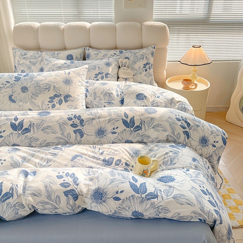 Full Size 3pcss Summer Floral Colorful Small Floral Duvet Cover 3pcs Set (1 Duvet Cover + 2 Pillowcases) Pastoral Style Breathable Microfiber Soft Machine Washable All Seasons Available Does Not Include Duvet Insert And Pillow Inserts - Image 1