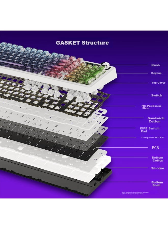 A-jazz Ajazz Ak980v2pro Tri-mode Wireless Mechanical Keyboard 10000mah Battery Gasket Design Hot-swappable Keys 2u Rotary K Tft Color Screen Rgb Gradient Blue Transparent Litchi Switch - Image 5