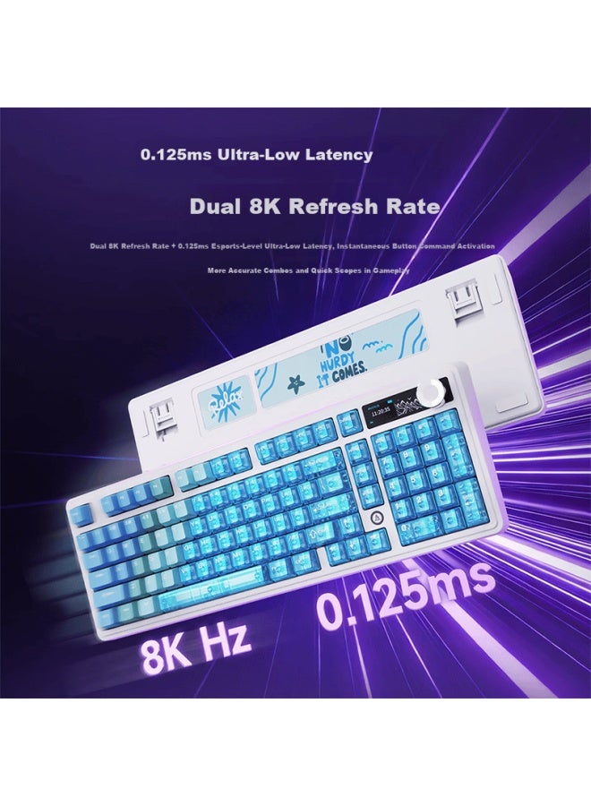 A-jazz Ajazz Ak980v2pro Tri-mode Wireless Mechanical Keyboard 10000mah Battery Gasket Design Hot-swappable Keys 2u Rotary K Tft Color Screen Rgb Gradient Blue Transparent Litchi Switch - Image 3