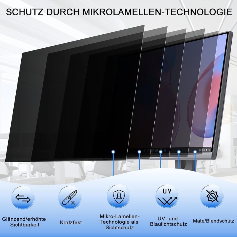 Mamol Monitor Privacy Filter, Anti-Blue Light Filter, Removable Privacy Screen, Anti Blue Light Anti-Glare Screen Protector (Pack of 2) Monitor 32 Inch 16:9 - Image 4