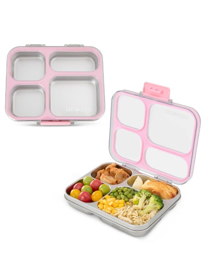 Eazy Kids Personalized Stainless Steel Bento Lunch Box w/ Tritan Lid, Pink - Image 2