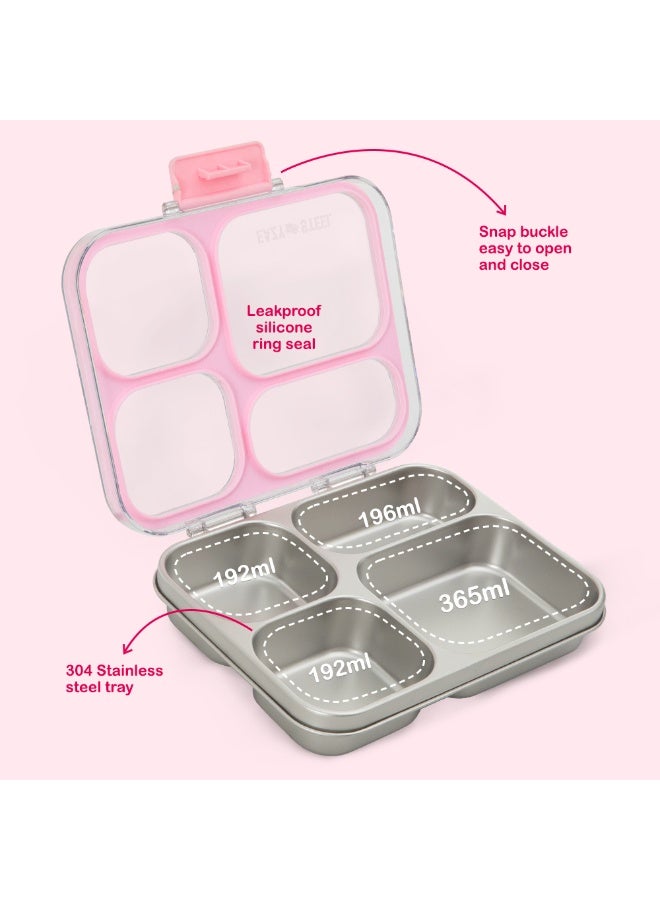 Eazy Kids Personalized Stainless Steel Bento Lunch Box w/ Tritan Lid, Pink - Image 5