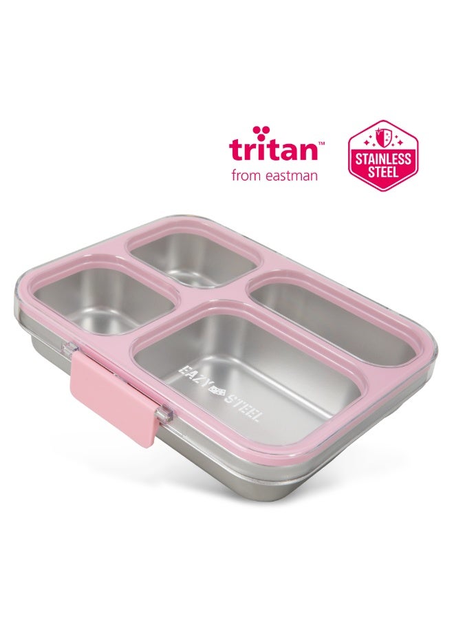 Eazy Kids Personalized Stainless Steel Bento Lunch Box w/ Tritan Lid, Pink - Image 3