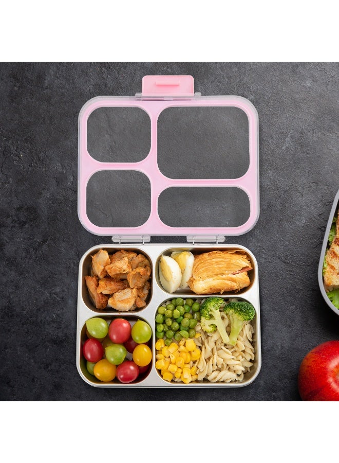 Eazy Kids Personalized Stainless Steel Bento Lunch Box w/ Tritan Lid, Pink - Image 4