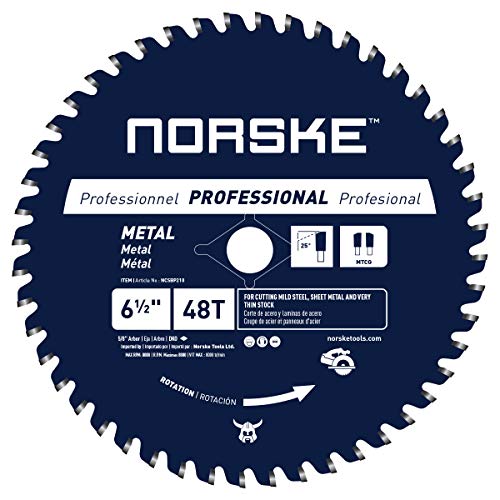 Norske Tools NCSBP210 6-1/2 inch 48T Metal Cutting Saw Blade For Steel Roofing, Metal Siding, Steel Pipe, Steel Studs & More 5/8 inch Bore with Diamond Knockout - Image 1