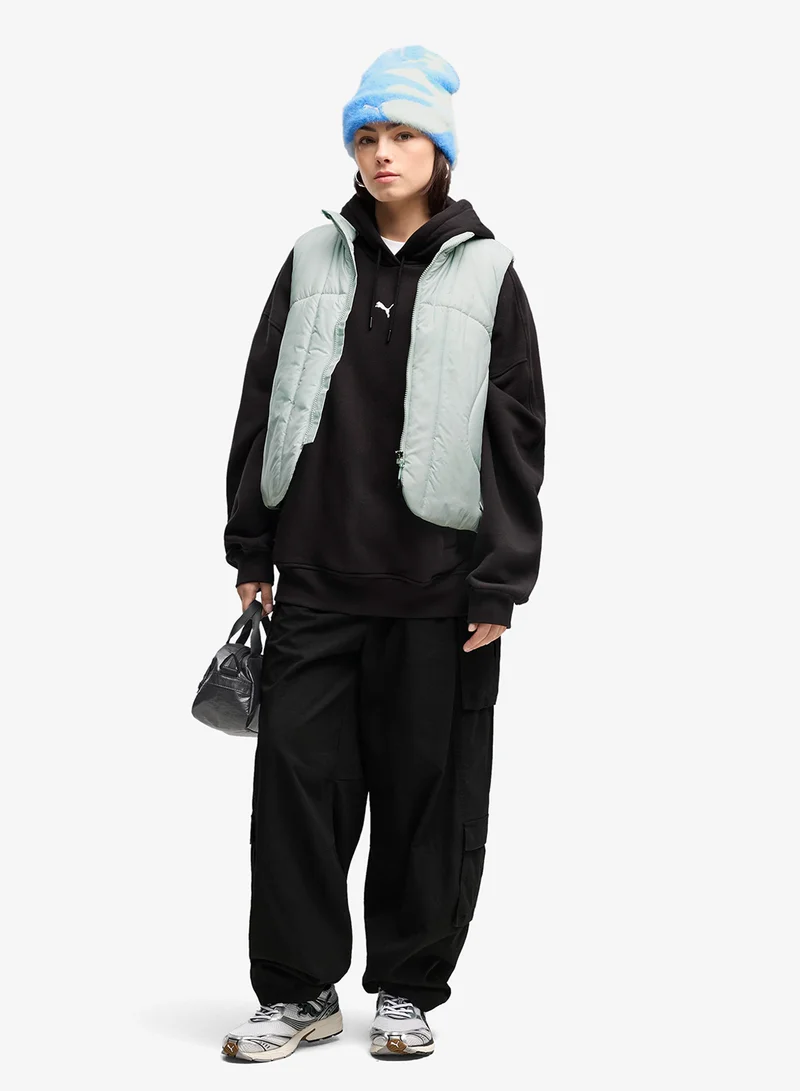 Puma PUMA Black Essential Logo Oversized Hoodie for Women | Best Price UAE
