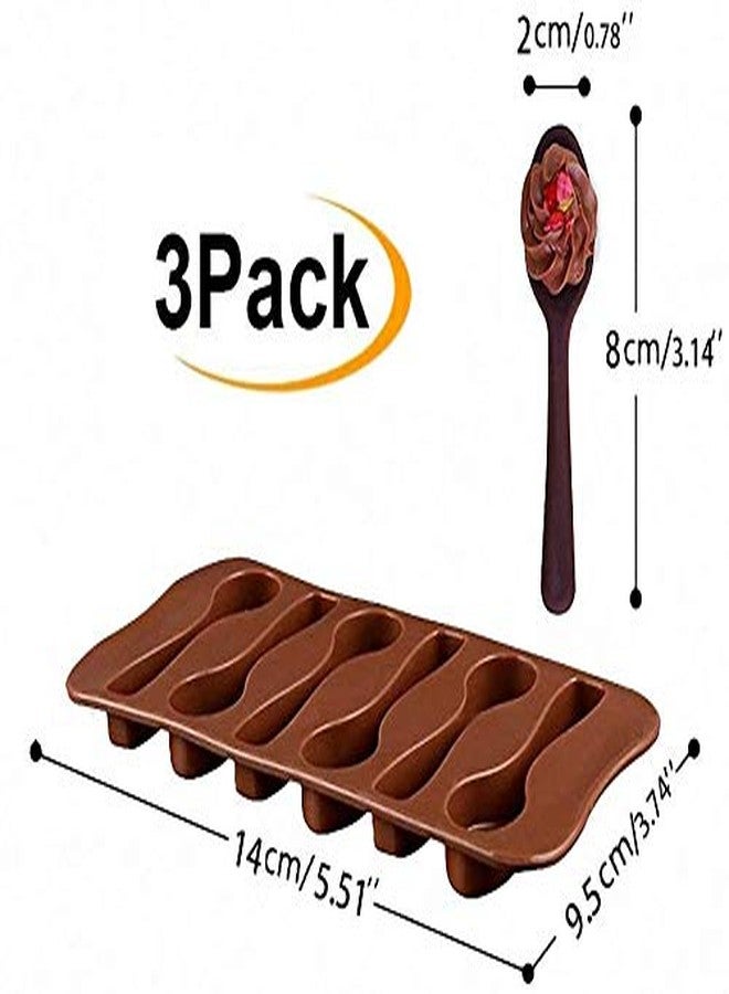 Bamutu Spoon Shape Molds 3 PCS-6 Cavity Chocolate Candy Gummy Molds Food Grade Chocolate Ice Jelly Silicone Mold Homemade Cupcake Candy Bake Ware Baking Tools - Image 2