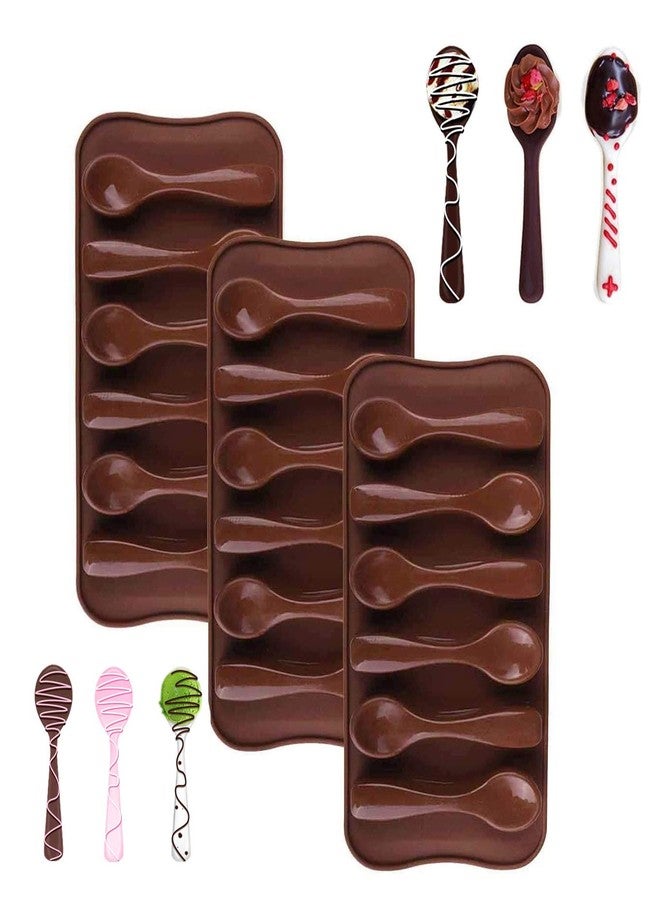 Bamutu Spoon Shape Molds 3 PCS-6 Cavity Chocolate Candy Gummy Molds Food Grade Chocolate Ice Jelly Silicone Mold Homemade Cupcake Candy Bake Ware Baking Tools - Image 1