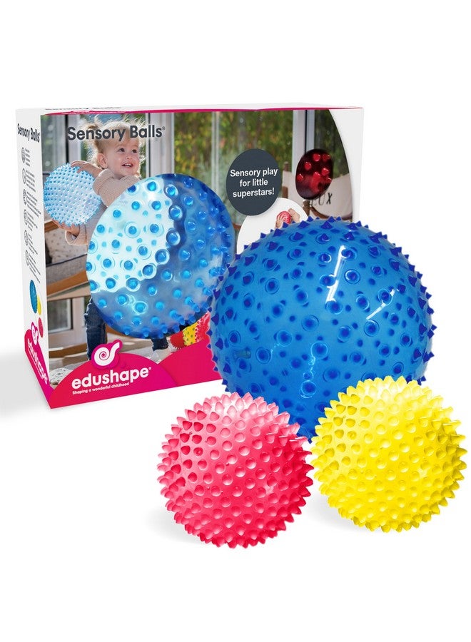 Edushape Original Sensory Balls - Pack of 3 Colorful Baby Balls and Toddler Ball; Enhances Gross Motor Skills for Kids 6 Months and Up - Image 1