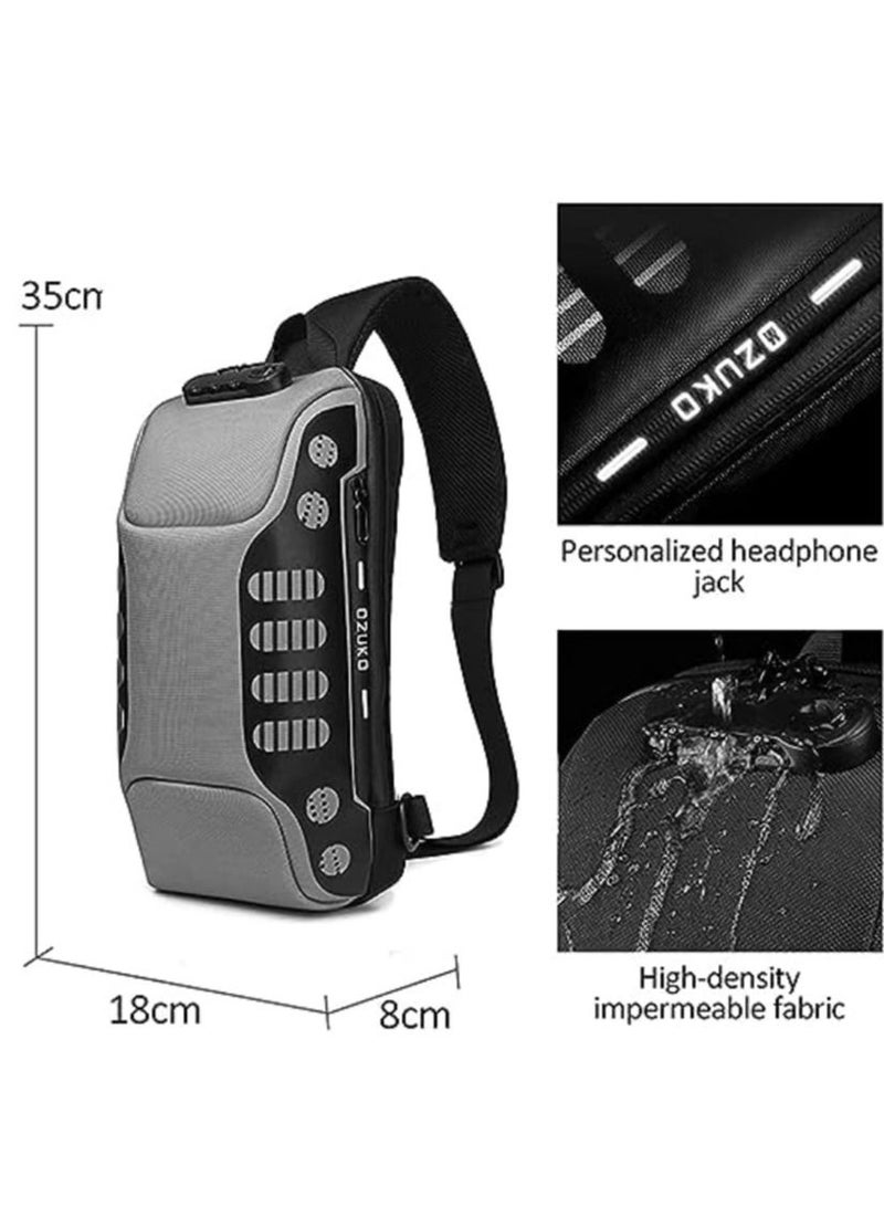 أوزوكو حقيبة ظهر بحمالة كتف مضادة للسرقة وحقيبة ظهر كروسبودي مقاومة للماء مع منفذ شحن USB خفيف الوزن غير رسمي - Image 2