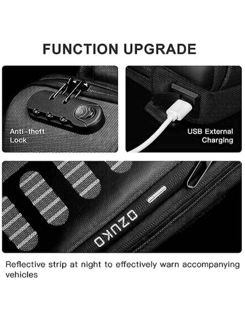 أوزوكو حقيبة ظهر بحمالة كتف مضادة للسرقة وحقيبة ظهر كروسبودي مقاومة للماء مع منفذ شحن USB خفيف الوزن غير رسمي - Image 5