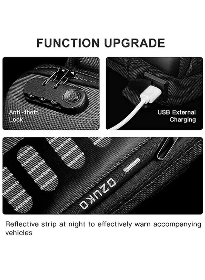 أوزوكو حقيبة ظهر بحمالة كتف مضادة للسرقة وحقيبة ظهر كروسبودي مقاومة للماء مع منفذ شحن USB خفيف الوزن غير رسمي - Image 4