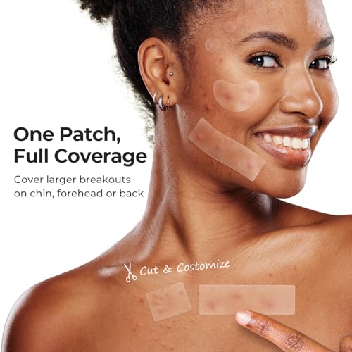 TKTK Large Hydrocolloid Bandages, XL Pimple Patches for Face 60 x 20 mm, Big Hydrocolloid Patches for Body, Forehead, Chin, Neck Zit Breakouts, Acne Patch (Strip, Contoured, Dot 5 Sizes 96 Count) - Image 3