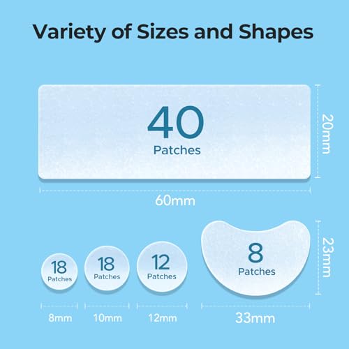 TKTK Large Hydrocolloid Bandages, XL Pimple Patches for Face 60 x 20 mm, Big Hydrocolloid Patches for Body, Forehead, Chin, Neck Zit Breakouts, Acne Patch (Strip, Contoured, Dot 5 Sizes 96 Count) - Image 4