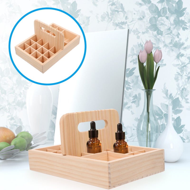 1Pc Bottle Stand Organizer Display Storage Box (Wood) - Image 1