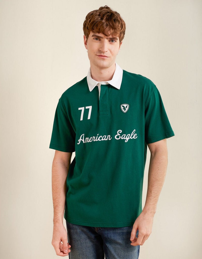 American Eagle AE Standard Fit Graphic Polo Shirt - Image 1