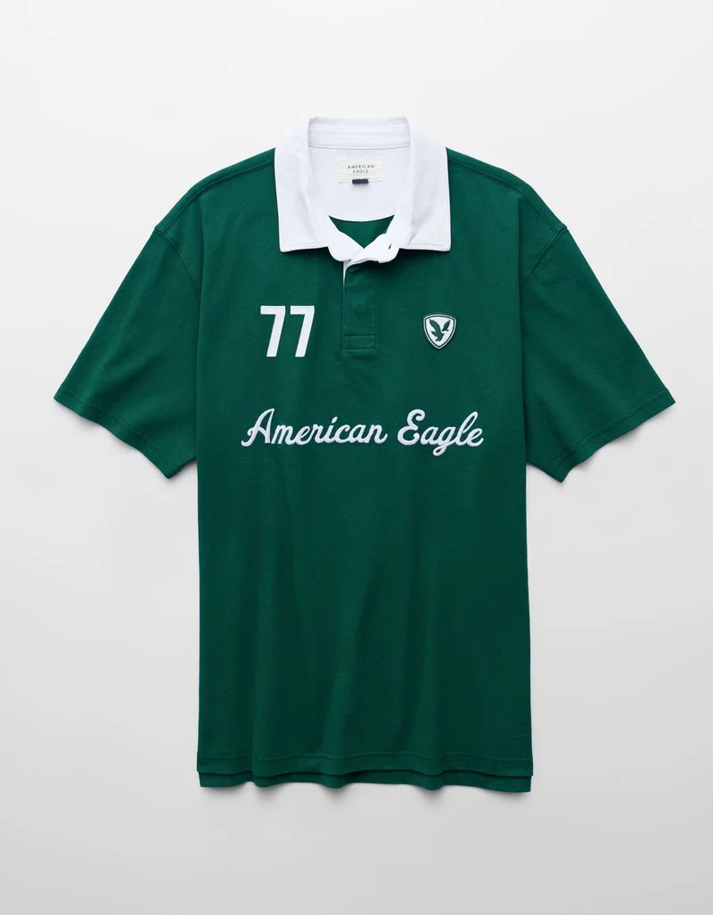 American Eagle  AE Standard Fit Graphic Polo Shirt for Men | Best Price UAE