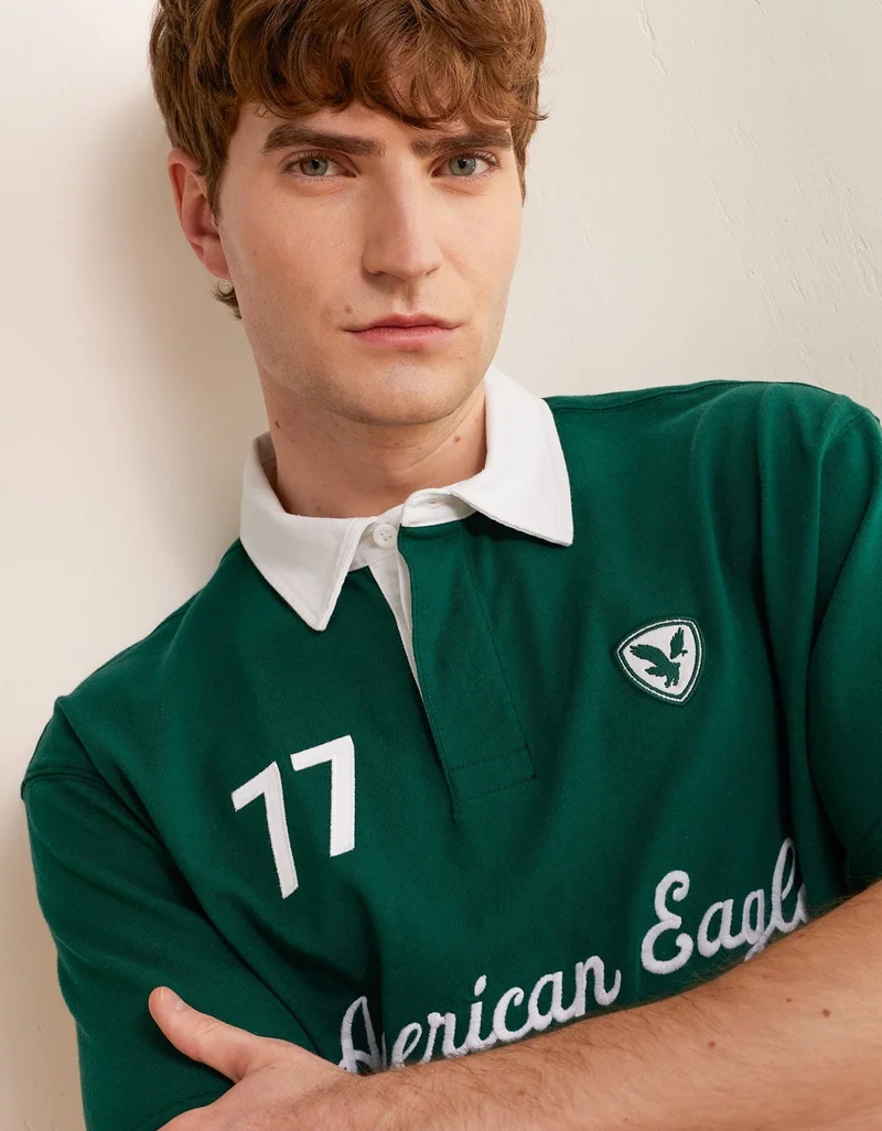 American Eagle  AE Standard Fit Graphic Polo Shirt for Men | Best Price UAE