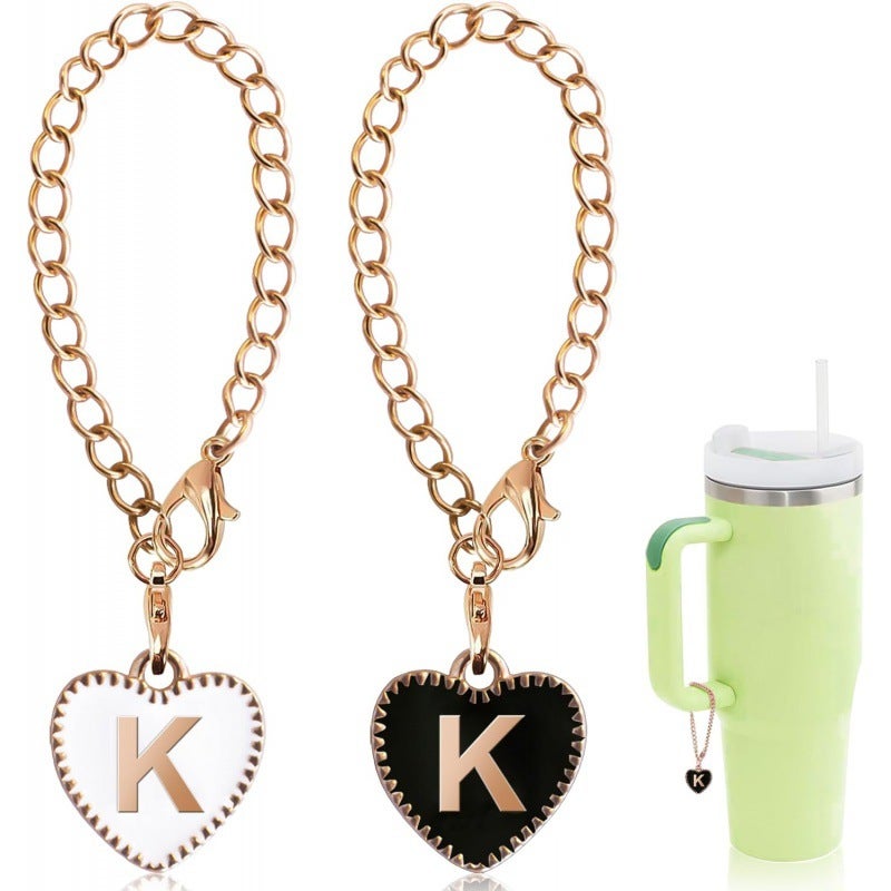 2-Piece Set Stanley Cup Handle Letter Character Accessories Popular Love Heart Letter Chain Name Id Letter Pendant - Image 2