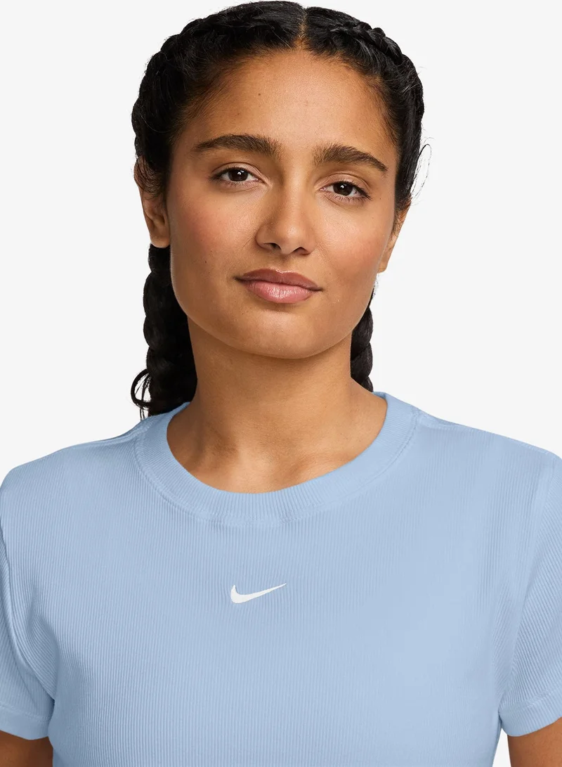 Nike HYDROGEN BLUE Nsw Ribbed T-Shirt for Women | Best Price UAE