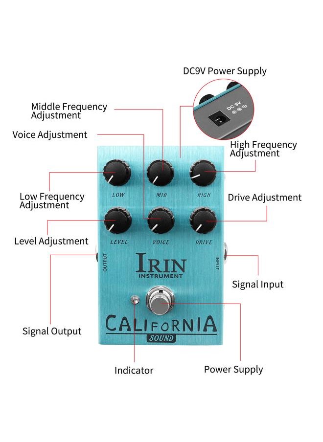 Thoraya IRIN Mini Guitar Effect Pedal VOX AC30 Speaker Simulator Cabinet Simulator Guitar Effector Pedal Speaker Simulation for Guitar Bass - California Sound (Light Blue)  - Image 2