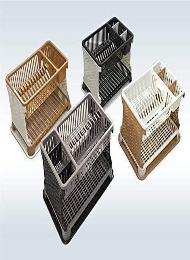 Cheet enterprise Sink PRO Plastic 2 Layer KHATLI Dish Drainer Includes Slots for Dishes and Plates Separate Sections in The Rack for Kitchen Cutlery Items - Image 4