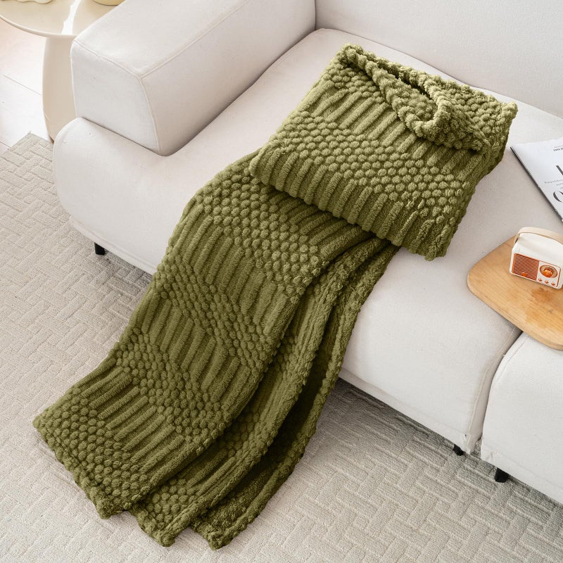 Lussena 50x70 Inch Green Throw Blanket - Soft & Fluffy Fleece, Cute & Aesthetic, Perfect for Sofa, Couch, Chair, Bed, Living Room & Bedroom, All-Season Use, Plush & Cozy Decorative Blanket - Image 4