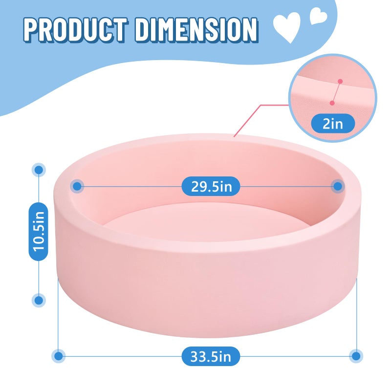 Wilwolfer Foam Ball Pit for Toddlers Large Baby Ball Pit for Babies with Soft Memory Sponge Indoor Outdoor Baby Playpen Kids Play Ball Pool Gift Toys for Infants Boys and Girls Pink NO Balls - Image 3