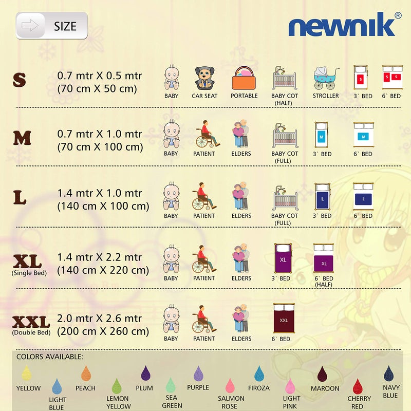 Newnik حصيرة بيبي نيو نيك مقاومة للماء / شراشف قابلة لإعادة الاستخدام / وسائد تحتية (الحجم: 140 سم × 220 سم) مارون، سرير مفرد - Image 5