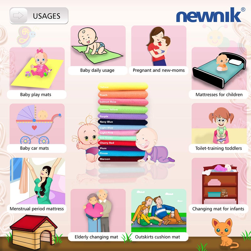 Newnik حصيرة بيبي نيو نيك مقاومة للماء / شراشف قابلة لإعادة الاستخدام / وسائد تحتية (الحجم: 140 سم × 220 سم) مارون، سرير مفرد - Image 3