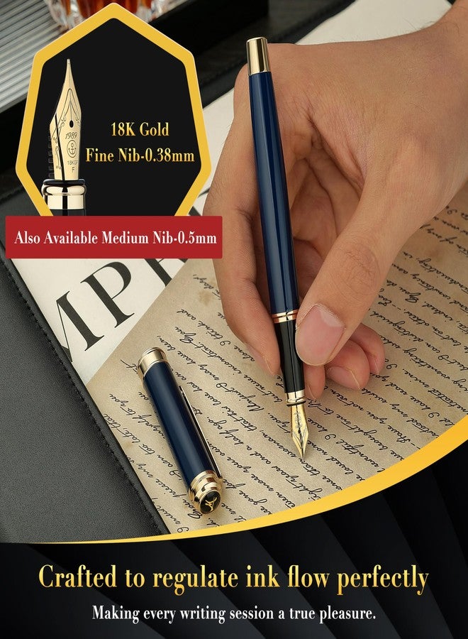 MCNTEIK 317 Fountain Pen,Stunning Luxury Piano Lacquer,18K Gilded Nib(Fine),Gorgeous 24K Gold Finish, Ink Converter,Best Gift for Men&Women-Elegant,Executive,Nice Pens for Writing, BU-F - Image 5