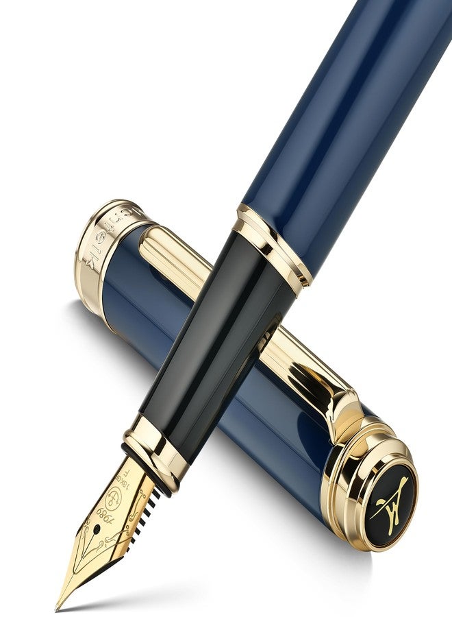 MCNTEIK 317 Fountain Pen,Stunning Luxury Piano Lacquer,18K Gilded Nib(Fine),Gorgeous 24K Gold Finish, Ink Converter,Best Gift for Men&Women-Elegant,Executive,Nice Pens for Writing, BU-F - Image 1