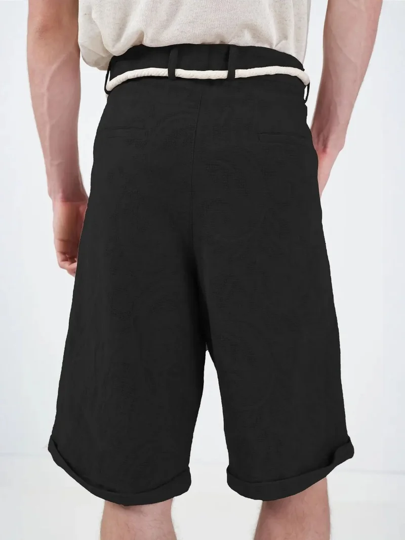 جيستو GIESTO Wide Leg Mid Waist Shorts with Tie Detail