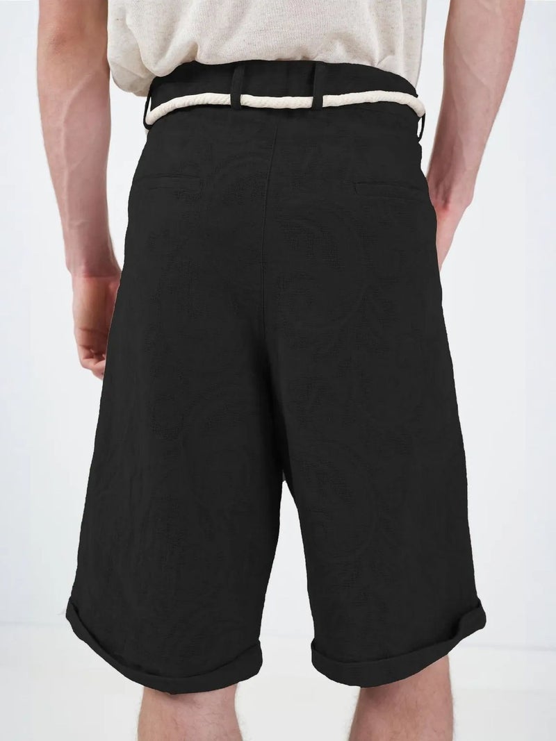 GIESTO Wide Leg Mid Waist Shorts with Tie Detail - Image 2