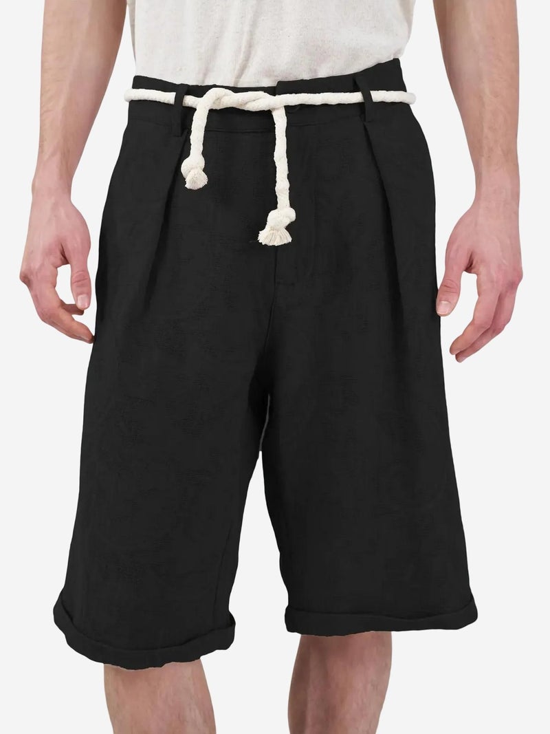GIESTO Wide Leg Mid Waist Shorts with Tie Detail - Image 1