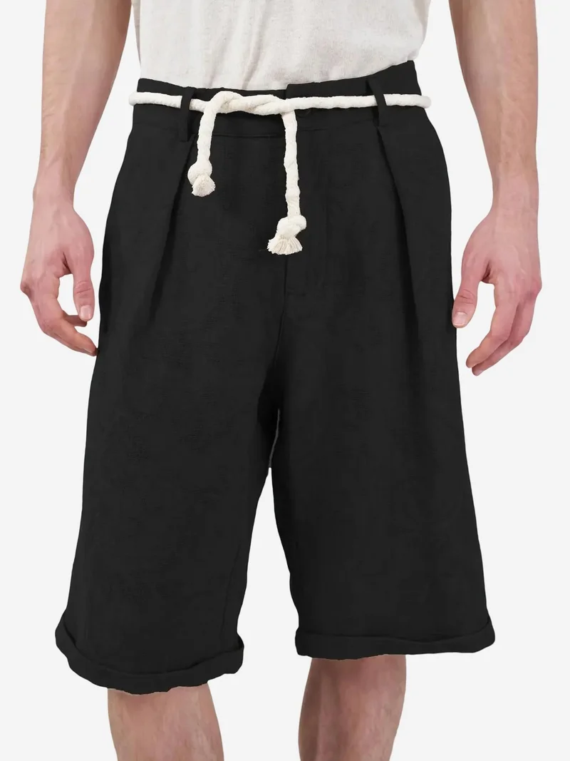 Giesto GIESTO Wide Leg Mid Waist Shorts with Tie Detail
