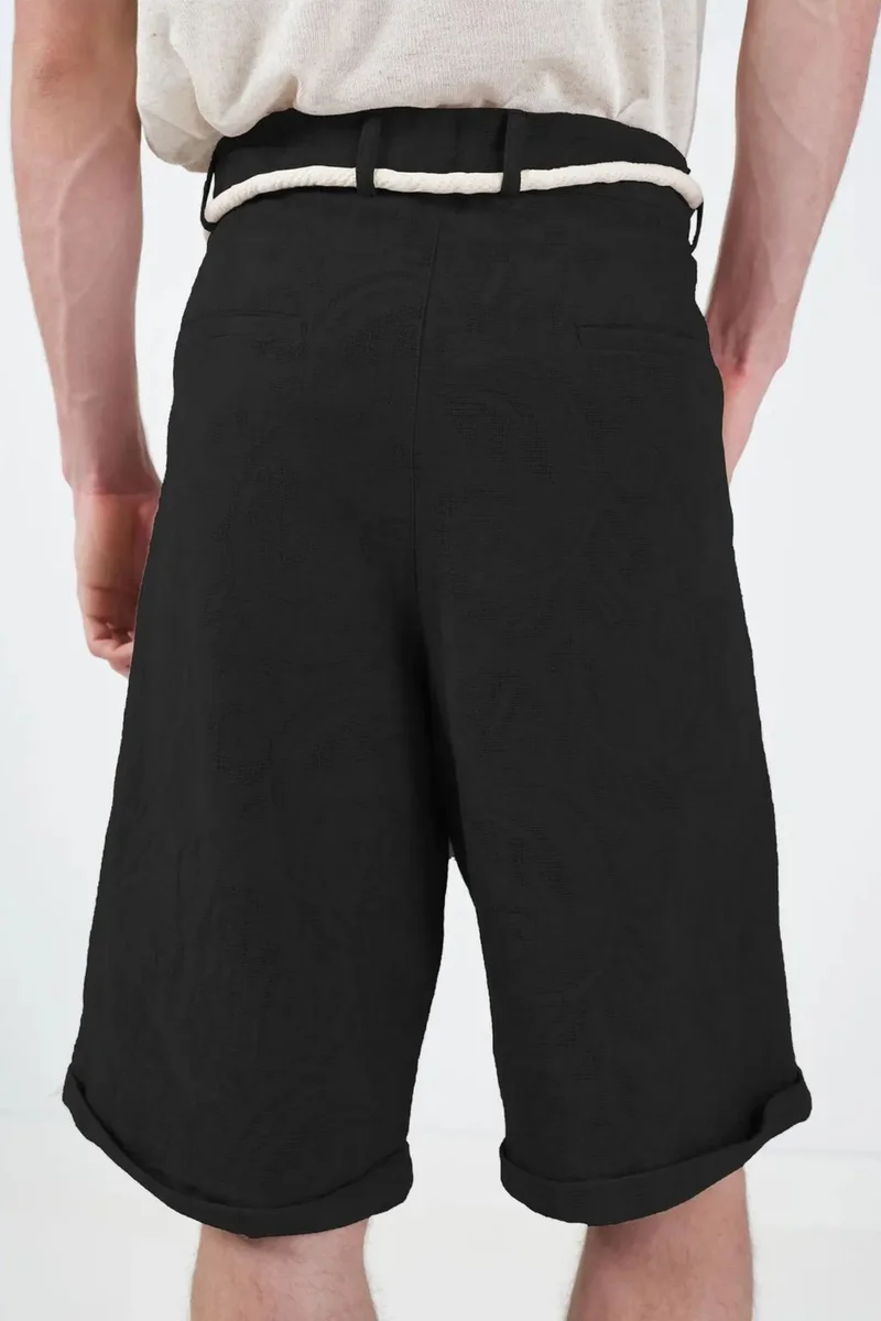 جيستو GIESTO Wide Leg Mid Waist Shorts with Tie Detail