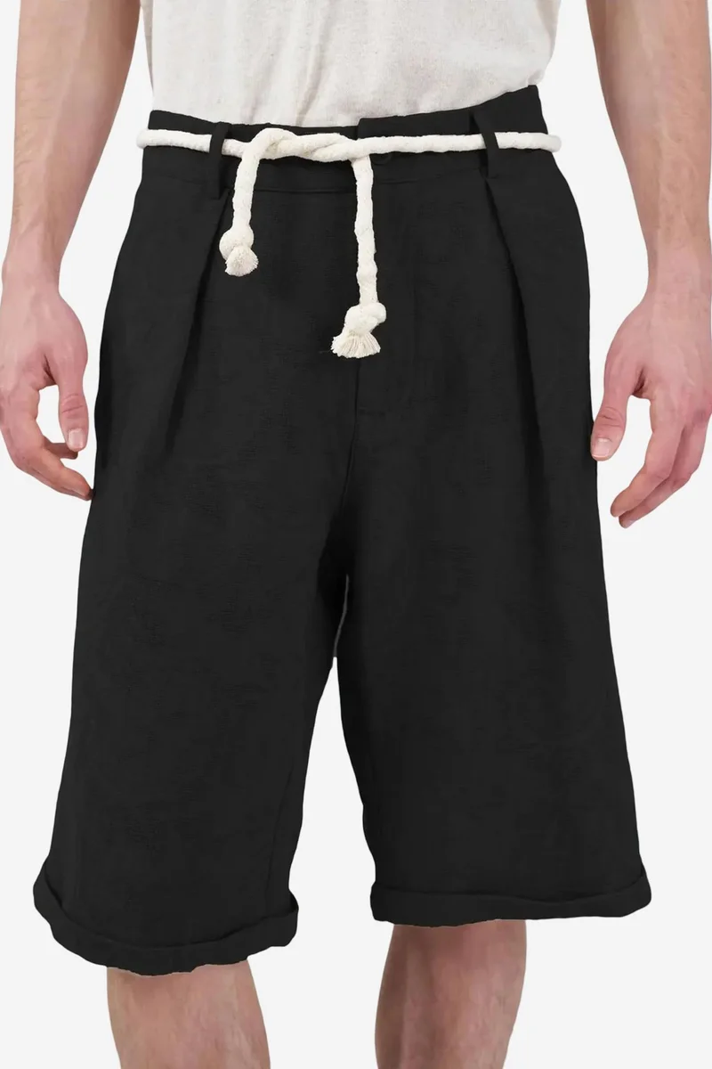 Giesto GIESTO Wide Leg Mid Waist Shorts with Tie Detail