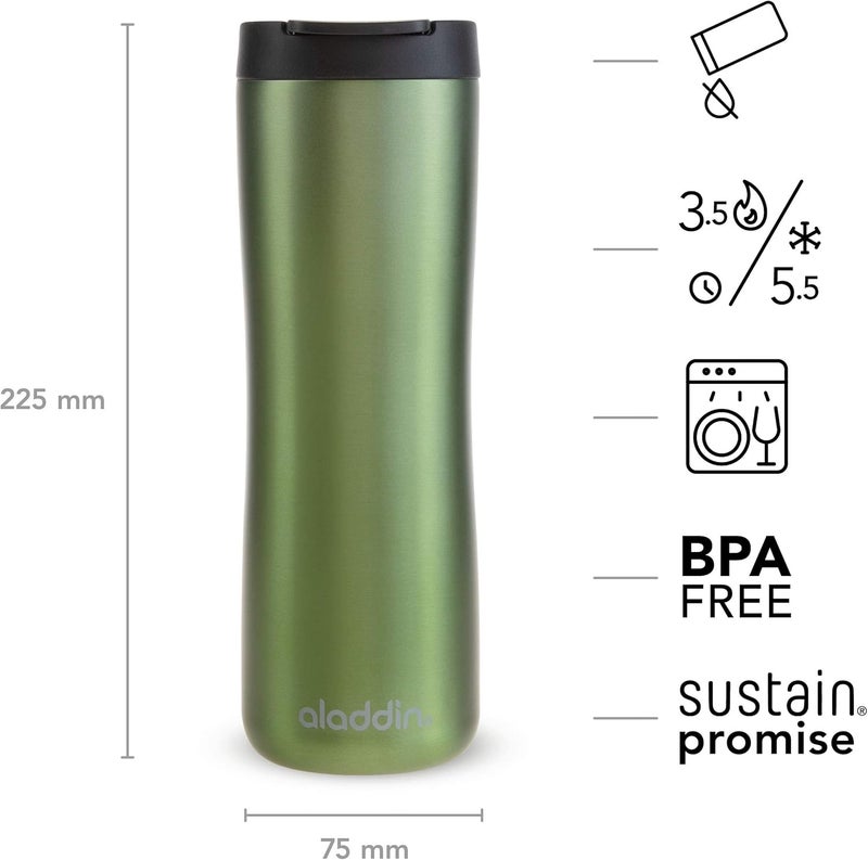 Aladdin Leak-Lock Thermavac™ Stainless Steel Mug 0.47L Green - Leakproof and Insulated - Image 3