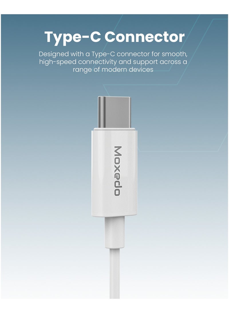 Moxedo Mono Earphone Type-C Connector Earphone with In-Line Microphone for iPhone 16/15, Samsung Galaxy s24 Ultra/S21 Ultra/ S20 FE, Note 20/10, iPad Pro 2018/Mac Book (White) - Image 4