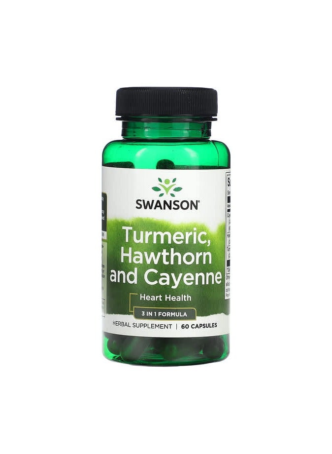 SWANSON Turmeric, Hawthorn and Cayenne, 60 Capsules