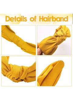 Chuangdi 4 Pieces Wide Knotted Headbands Knot Hairband Solid Color Plain Headband Knot Turban Headband Twist Turban Headwrap Yoga Hair Band Elastic Hair Accessories For Women And Girls  - Image 4
