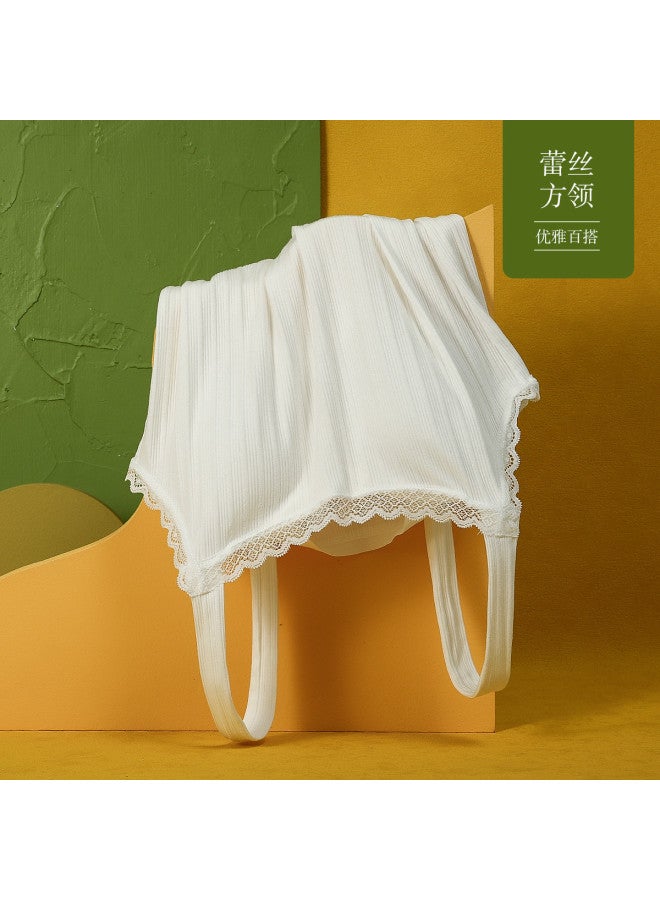 Red Bean Japanese Style Vertical Striped Camisole With Built-In Padded Bra - Fashion Backless Tank Top In Contrast Color For Layering - Image 5