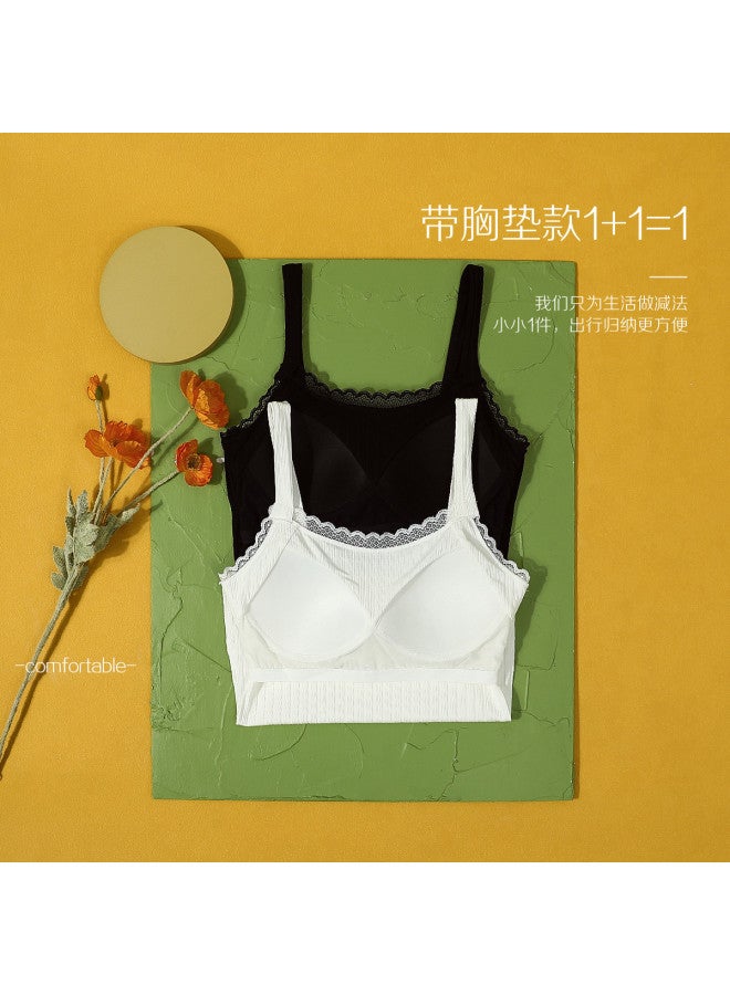 Red Bean Japanese Style Vertical Striped Camisole With Built-In Padded Bra - Fashion Backless Tank Top In Contrast Color For Layering - Image 4