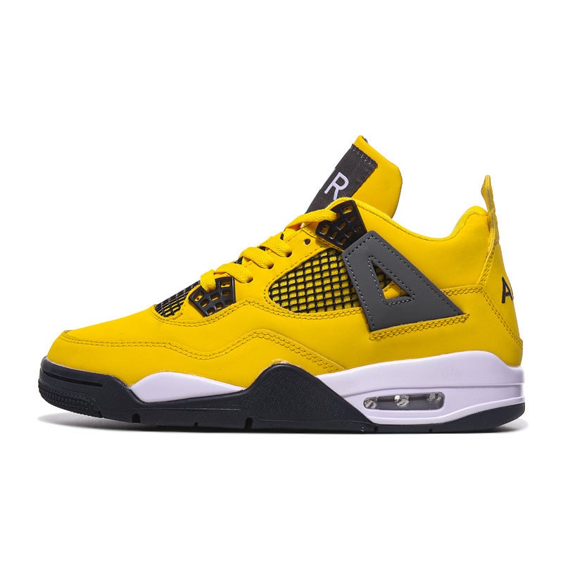 HOPIAL Men's Retro High-Top Basketball Shoes Black Yellow Thunderbolt Sports Sneakers Unisex