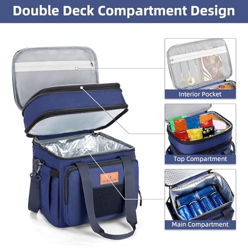 HSHRISH Lunch Box for men, Expandable Insulated Large Lunch Bag, Heavy Duty Waterproof Leakproof Tactical Cooler Bag for Men Work Outdoor Picnic Day Trips, 24 Can/16 L, Blue - Image 3