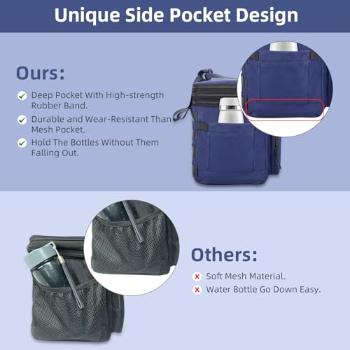 HSHRISH Lunch Box for men, Expandable Insulated Large Lunch Bag, Heavy Duty Waterproof Leakproof Tactical Cooler Bag for Men Work Outdoor Picnic Day Trips, 24 Can/16 L, Blue - Image 4