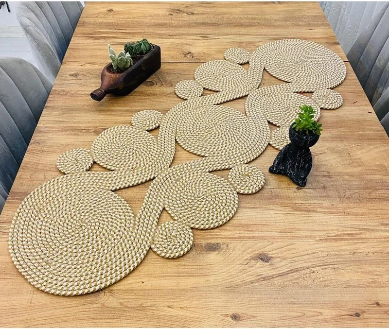 BDZ Deri BDZ Leather Jute Bohemian Style Decorative Runner 40x110 cm