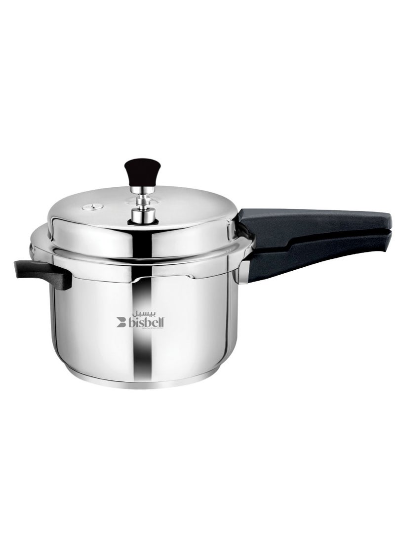 بيسبل قدر ضغط بيسبيل 5 لتر|طباخ متوافق مع الحث من الفولاذ المقاوم للصدأ|قاعدة ألفا بسمك 4.5 مم|مقابض قوية| BB2096| فضي - Image 1